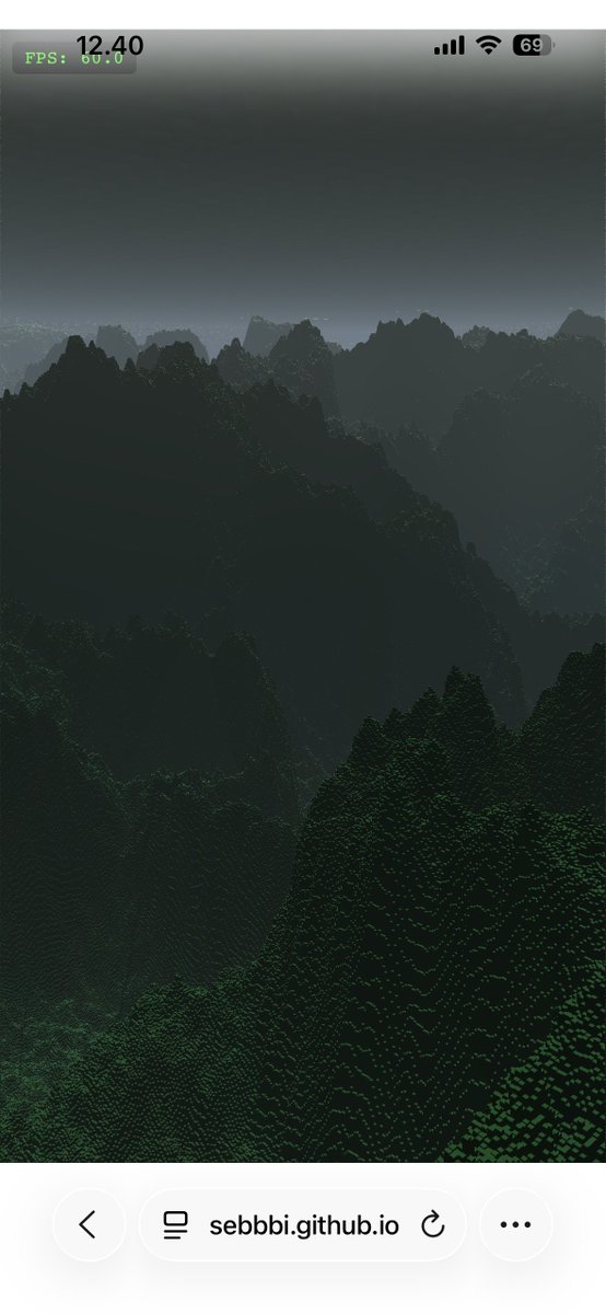 SebAaltonen's tweet image. WebGPU compute shader multilevel (depth pyramid) terrain raytracer finally works! 

Both iPhone and Mac run it at locked frame rate (120Hz / 60Hz) on native res.

The bug was that I forgot a continue statement :D

Test it on your device:
sebbbi.github.io/LimitedDetail/