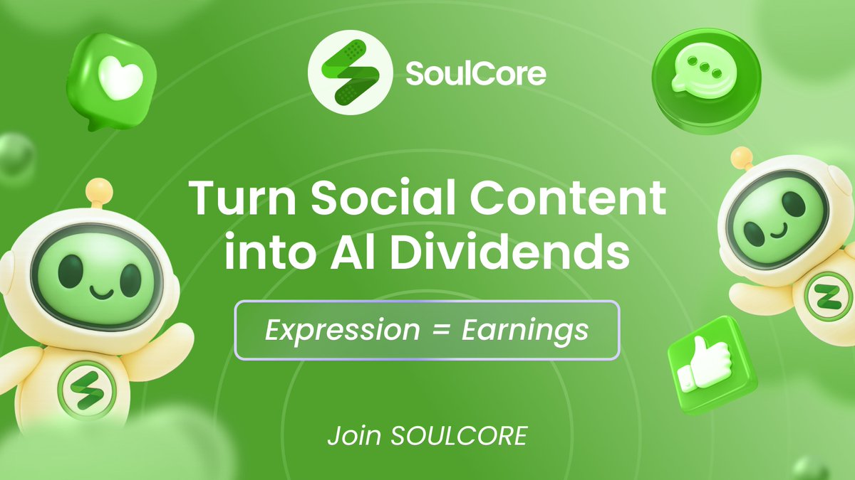 SoulCoreWeb3's tweet image. 💬 Your social content now has VALUE. Real value.

On SoulCore, every post, reply, meme, or idea you share
turns into AI-powered dividends — automatically.

✨ Expression = Earnings.
🚀 Social = Income.

Welcome to the new SocialFi era.