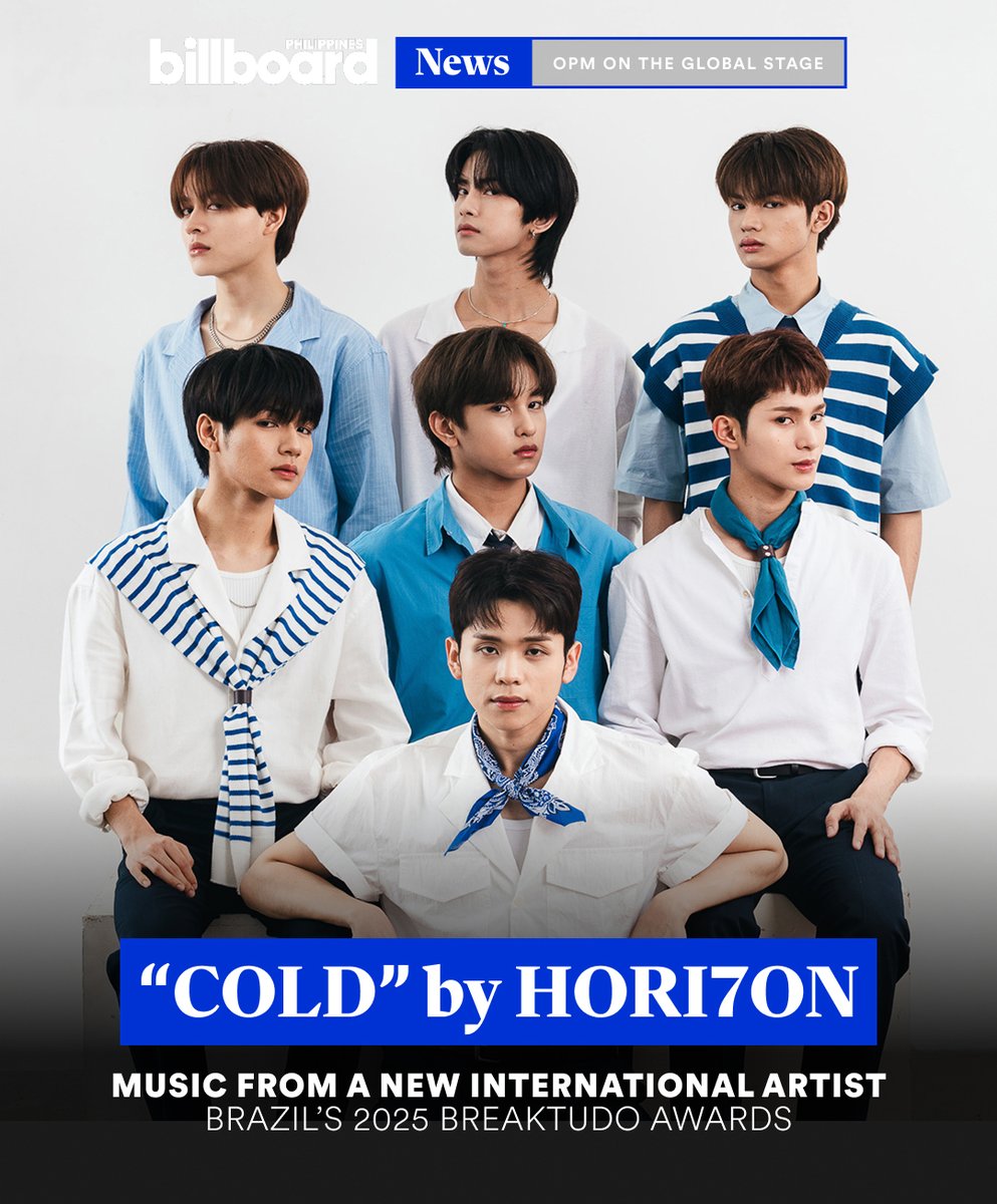 #HORI7ON (<a href="/HORI7ONofficial/">HORI7ONofficial</a>) earns the Music from a New International Artist Award for their 2025 single “COLD." This marks the group's first win at one of Brazil’s biggest fan-voted award shows.

Read more about it on billboardphilippines.com/music/news/bin…

#BillboardPH
#BillboardPhilippines