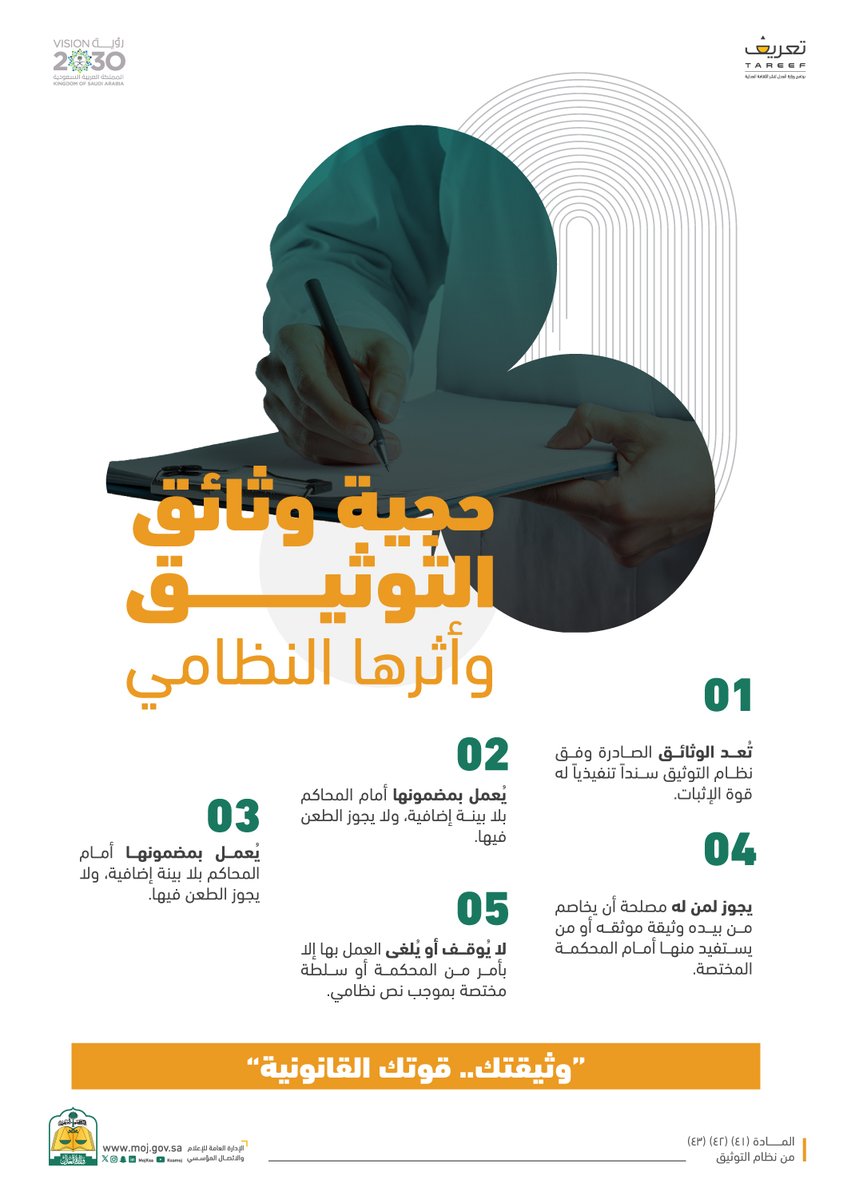 الوثيقة الموثقة، حجة لا تُلغى إلا بحكم قضائي.
#تعريف_معرفة_وإثراء