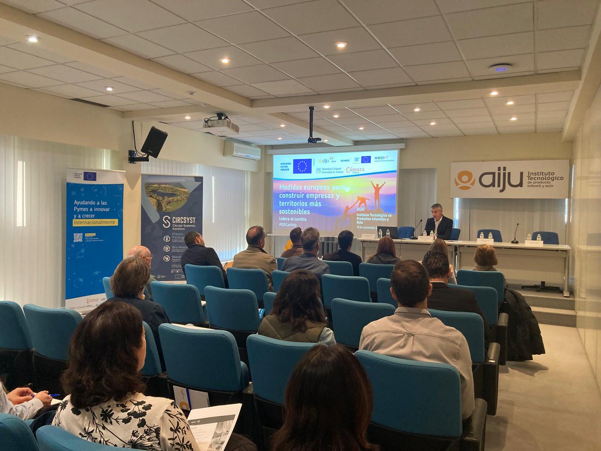 seimedcv's tweet image. 👉 Hoy celebramos la jornada “Medidas Europeas para construir empresas y territorios más sostenibles”, organiza @AIJU_Tecnologi y @seimedcv
Encuentro clave para impulsar modelos empresariales➕responsables y alineados con las políticas europeas.
#EENCanHelp #EENSustainability