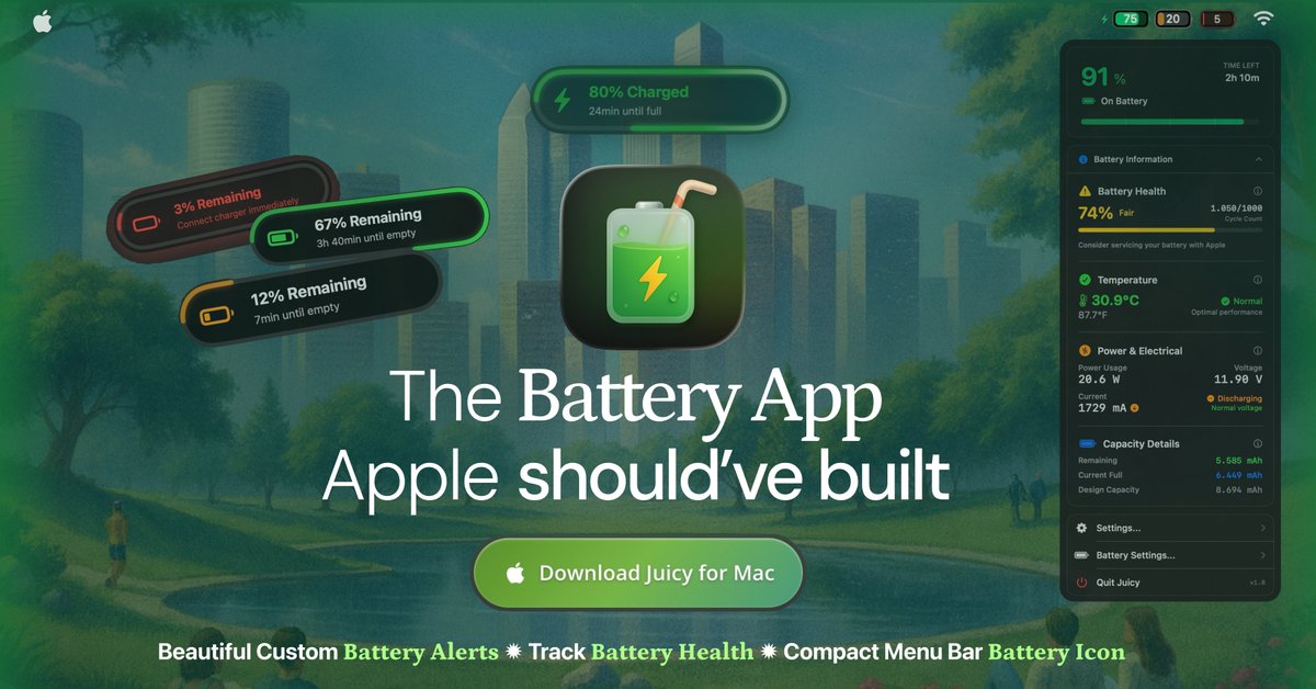 ⚡ 왜 Juicy를 만들었나요?

 무엇보다도 저는 SwiftUI를 배우고 마침내 새로운 것을 디자인하고 싶었습니다.

 저는 웹 개발자인데, 항상 Mac 기본 앱에 흥미를 느꼈습니다.

 아이콘의 모양, 애니메이션