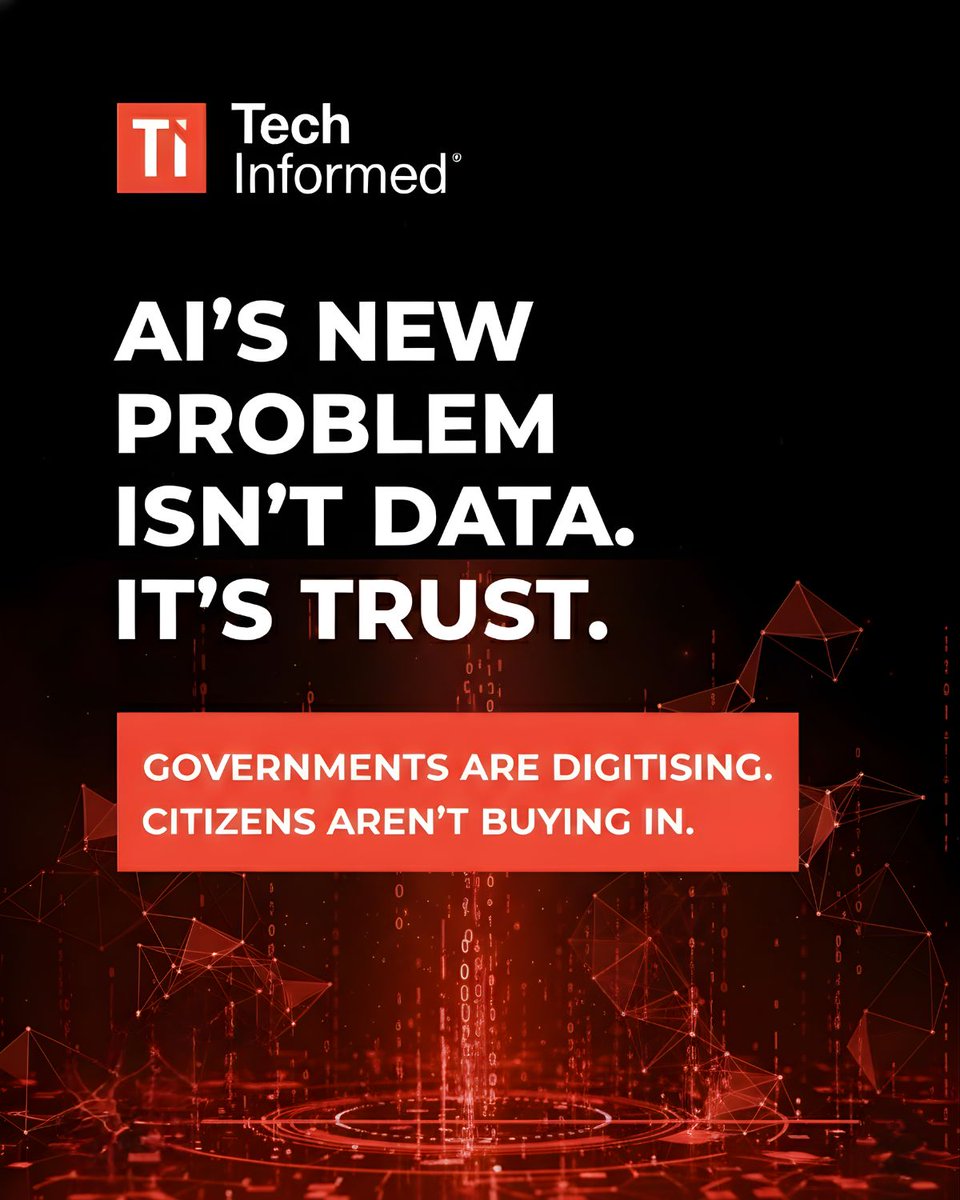 TechInformed's tweet image. AI is transforming governments, but it can’t fix the biggest gap: trust.

As @Praveen_NK says, trust isn’t built by tech alone. It’s built through fairness, reliability, and services that actually work.

@Scrumconnect 

Full story: techinformed.com/the-digital-re…