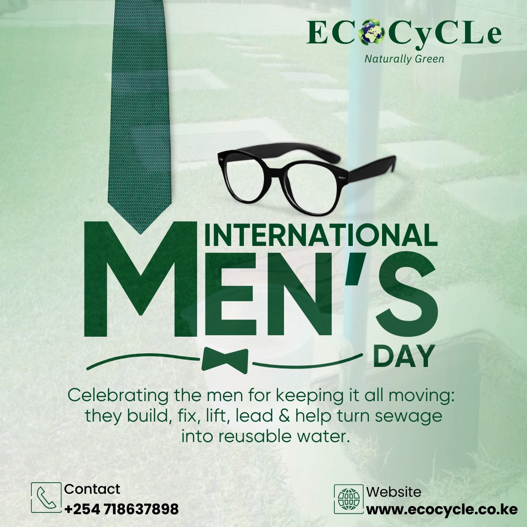 👔𝐇𝐨𝐧𝐨𝐫𝐢𝐧𝐠 𝐦𝐞𝐧: Keeping systems running and making our planet cleaner through smart #SEWAGE recycling for secondary use 🌍♻️
To recycle your wastewater💧, talk to us:
📞 0718 637 898 | ✉️ info@ecocycle.co.ke
🌐 ecocycle.co.ke