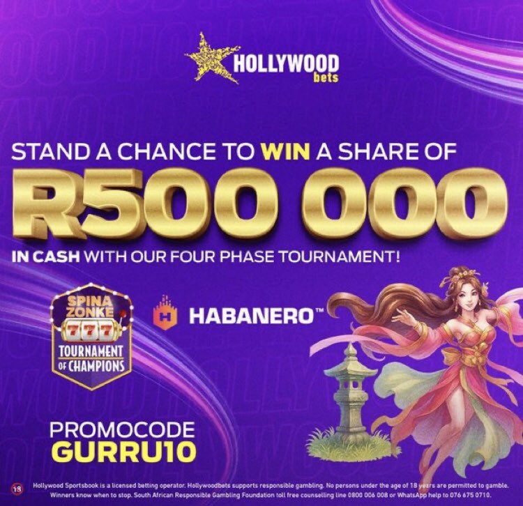 Stand a chance to win  a share of R500000 in cash with HollywoodBets’ four phase tournament Hollywoodbets 
#SignUpOnHollywoodbets

SignUpOnHollywoodbets