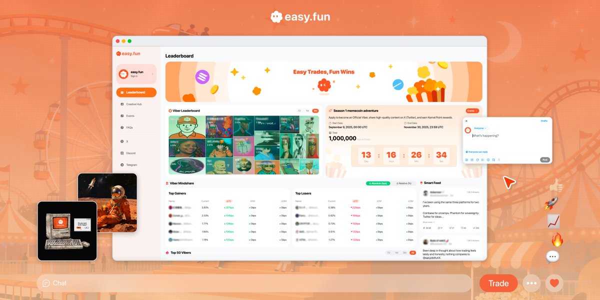 easydotfunX's tweet image. At easy.fun, Vibers empower the community by sharing insights, strategies, and real-time trades. 🍿
They aren&apos;t just traders, they’re the bridge connecting users to a world of knowledge, profits, and growth. 💡

 – Where your voice and trades…