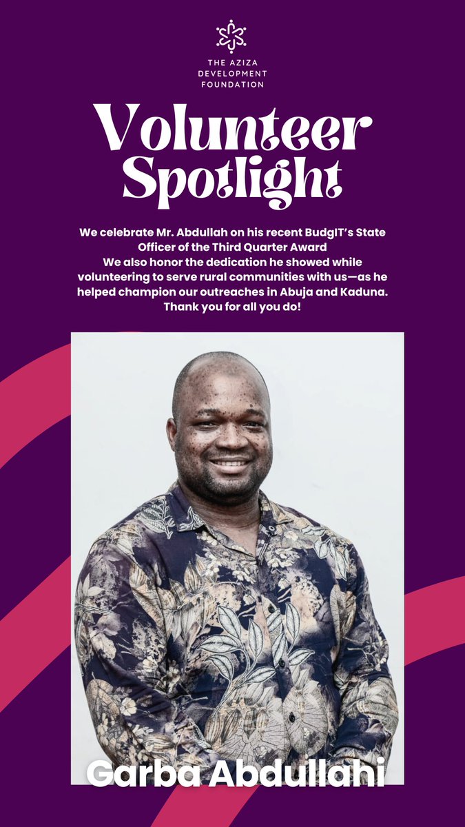 TheAzizaDev's tweet image. Volunteer Spotlight: Mr. Garba Abdullahi

Congrats on earning BudgIT’s State Officer of the Third Quarter Award!
We’re proud to have had you as a volunteer—your dedication powered our Abuja and Kaduna outreaches.
Keep inspiring, Mr. Garba!