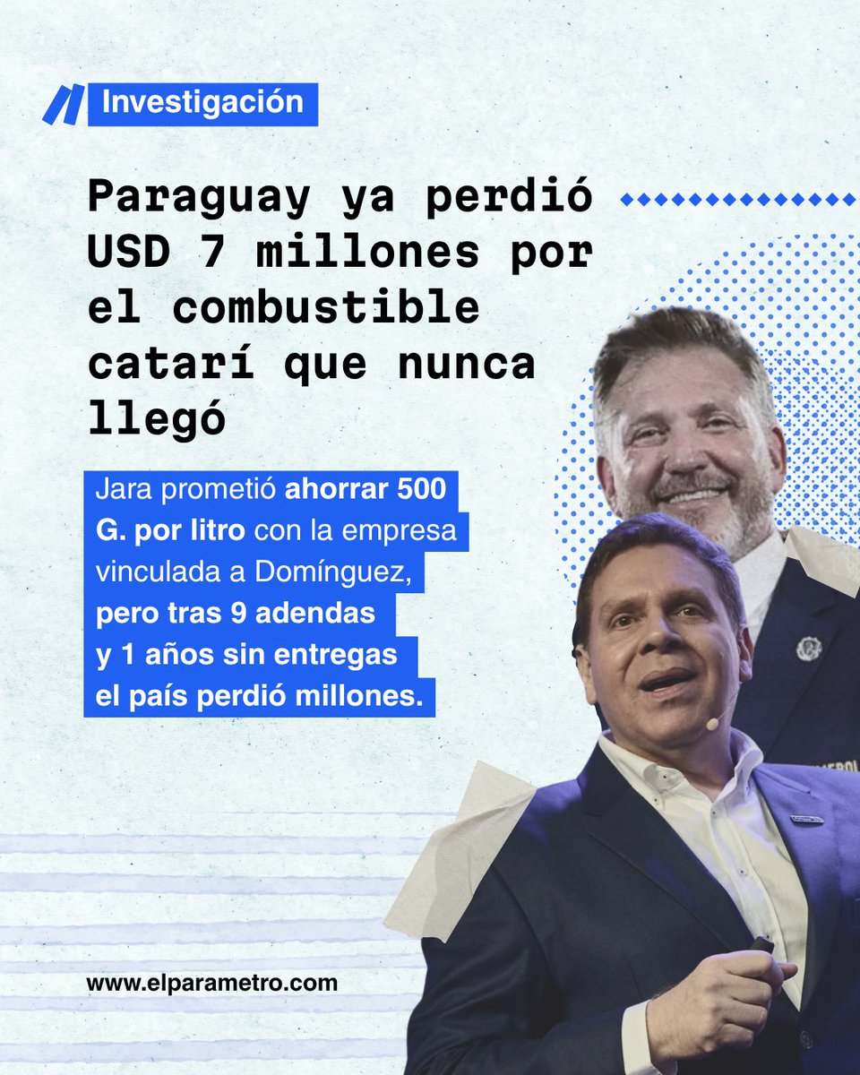 GuachireM's tweet image. El país ya perdió USD 7 millones porque la empresa catarí vinculada a Domínguez no entregó un solo litro de combustible. Petropar prometía bajar G 500 x litro comprando a esta firma, pero nunca llegó una sola gota y los conductores siguen pagando de más. Te cuento todo acá. Hilo