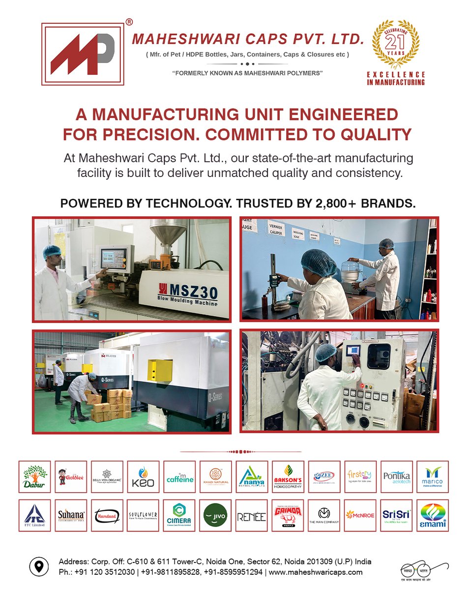 maheshwaricap's tweet image. Delivering high-precision plastic packaging solutions with advanced technology and strict quality control—trusted by 2,800+ brands.
📞 +91 98118 95828 | +91 85959 51294
🌐 maheshwaricaps.com
#MaheshwariCaps #PETBottles #HDPackaging #MakeInIndia