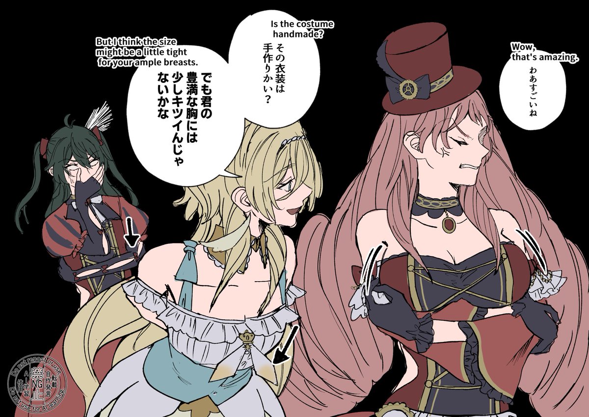 tobari03meguru1's tweet image. 腹いせにしゅう♀の地雷を踏んでいくえいち♀
女体化注意