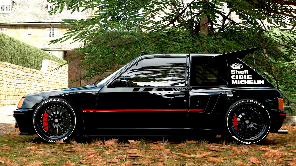 knt2345projectT's tweet image. 恐らくラリーだからと選ばれた205 Forza Editoin。他と比べて地味なFEだけどツラは完璧だし車高もかなり下がる。FH5ではここまで下がらないしツラ調整も多分未実装。こんなにキマってるのにFH4で終わるの勿体無い　　
#Forzahorizon4