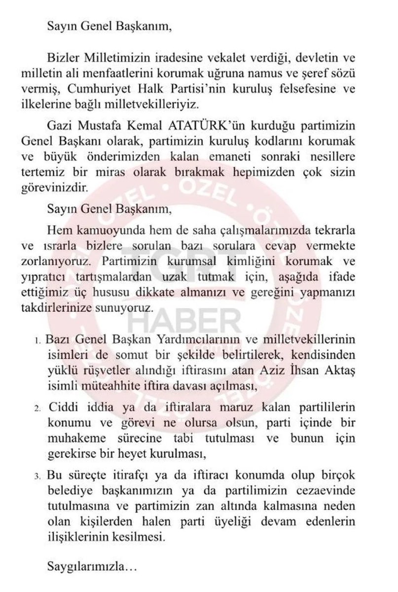 Aşağıdaki bildiriye imza atan CHP vekillerini tebrik ederim. 
Çoban ateşinin harlanmasına nefes oldular. 

Gamze Akkuş İlgezdi 
Sevda Erden Kılıç 
Orhan Sarıbal 
Rıfat Nalbantoğlu 
Mahir Polat
Deniz Demir
Hasan Öztürkmen
Mustafa Adıgüzel
Hasan Ufuk Çakır
Hüseyin Yıldız