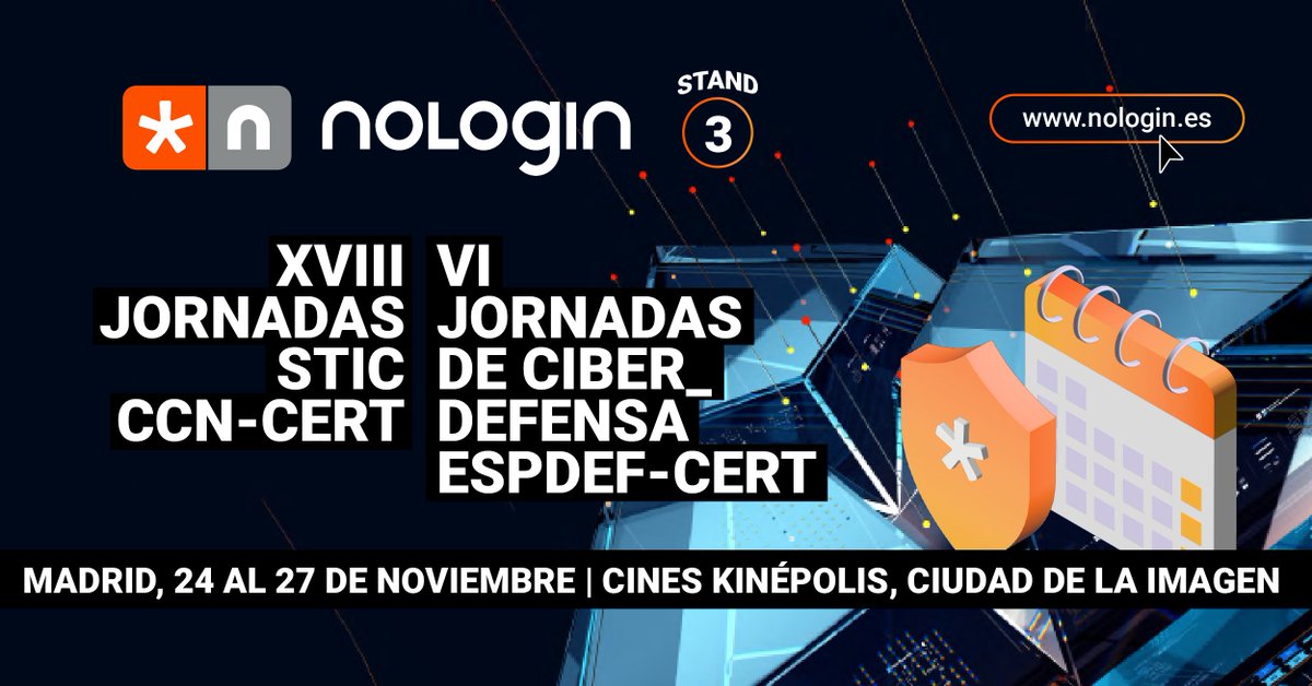 📣 ¡Nos vemos en #STIC2025!

📅 Del 24 al 27 de noviembre estaremos un año más en las Jornadas STIC #CCNCERT como patrocinadores.

🔐Reafirmamos nuestro compromiso con la ciberseguridad y la colaboración con las principales entidades del sector.