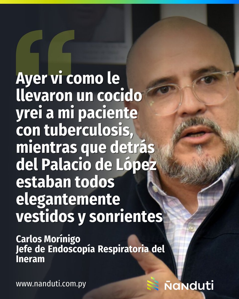 nanduti's tweet image. El Dr. Carlos Morínigo rompe el silencio y afirma que el Ineram &quot;se está cayendo a pedazos&quot;

▪️Según el neumólogo, sus pacientes reciben comida que no cubren sus necesidades nutricionales.

 🗣️&quot;¿Ustedes le van a dar esa comida de chancho a ese prójimo que está desnutrido,…