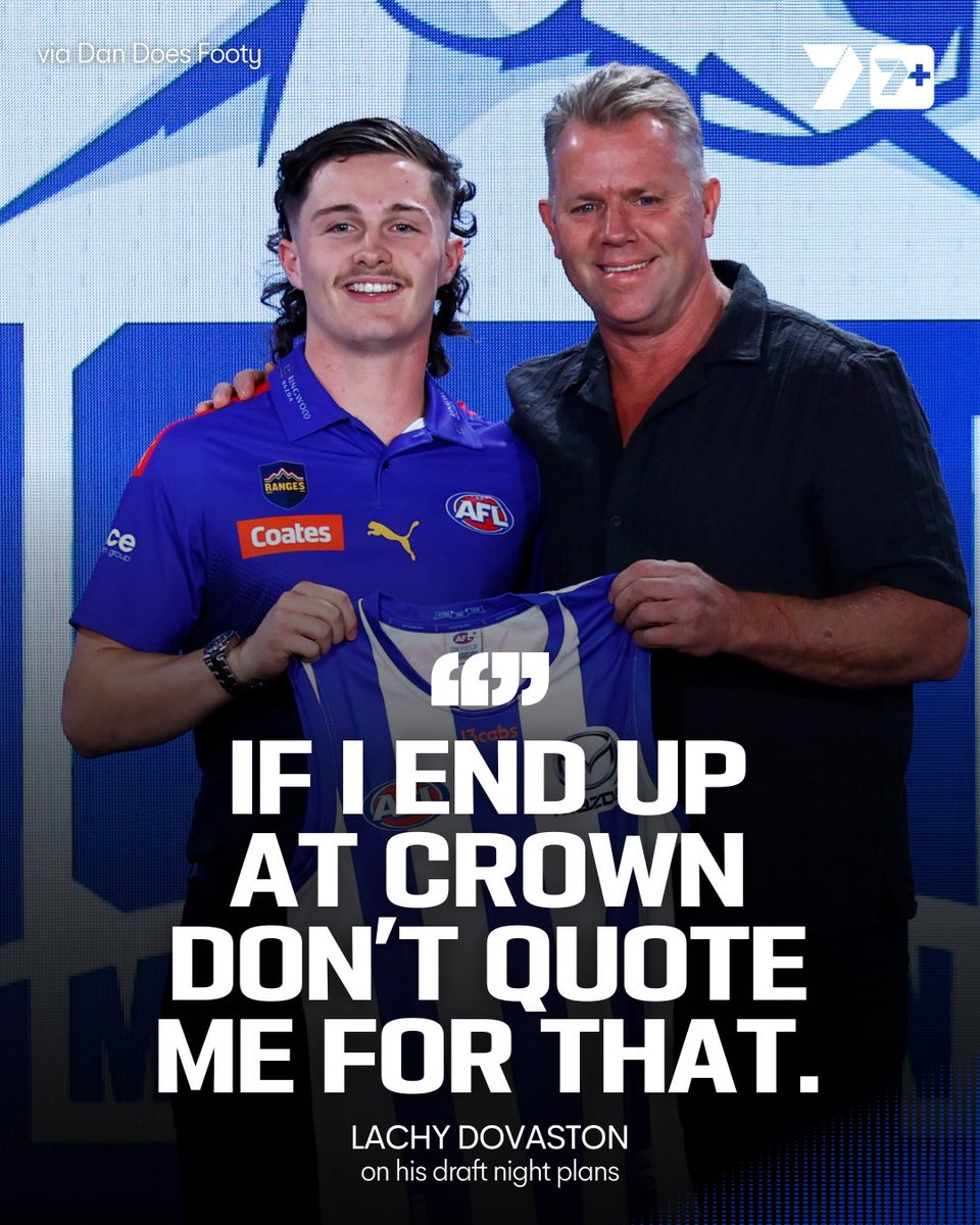 7AFL's tweet image. Lachy Dovaston is ready to celebrate 😂

#AFLDraft via Dan Does Footy