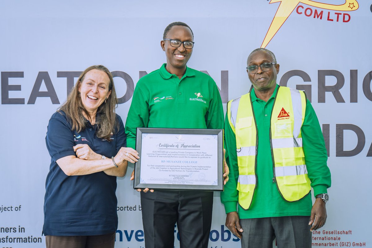 MusanzeCollege's tweet image. Yesterday, ELECTRICOM Ltd expressed gratitude to Musanze College for our cooperation in the 3-year Agricultural Technologies job creation project with GIZ. This partnership reflects our shared commitment to empowering communities through skills and innovation. @Electricom_ltd_