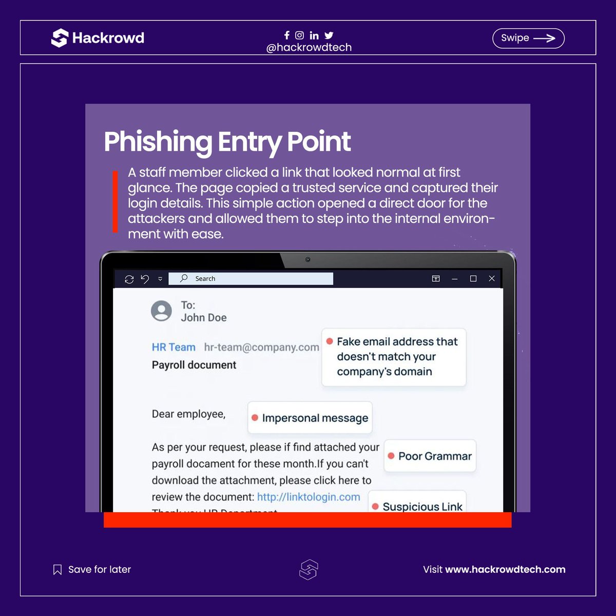 hackrowdtech's tweet image. One small mistake. That’s all it took.

A staff clicked a fake link → attackers got in, weak MFA → stolen credentials worked instantly.
the outcome was a security breach

Send us a  DM to for us to help you spot loopholes.

#CyberSecurity #Hackrowd #PenTesting #NigerianTech