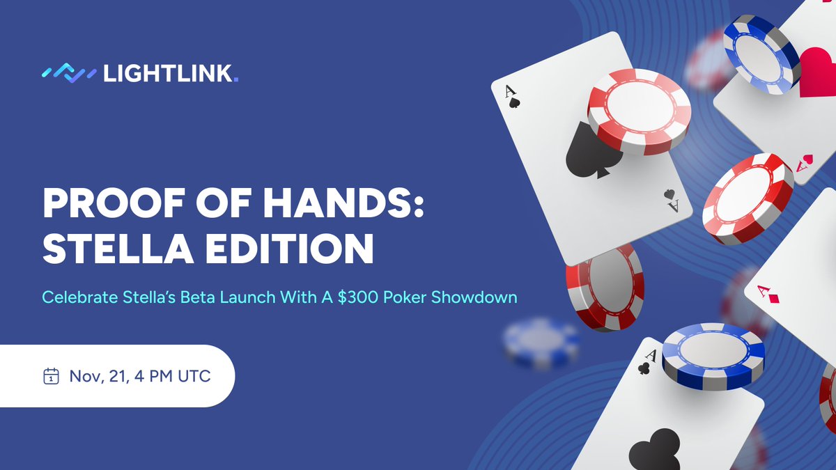 LightLinkChain's tweet image. 1/2 To celebrate Stella’s early access launch, we’re hosting a special community poker showdown on @LePokerGame

A $300 prize pool awaits the Top 10, with $100 for first place

Play your hand and kick off Stella’s early access launch with us 🌟