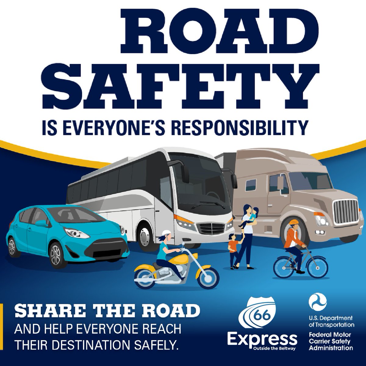 It's Road Safety Week! 
Every driver, pedestrian, and cyclist has a role in keeping our roads safe. Remember to:
• Keep a safe following distance
• Yield to pedestrians
• Stay focused and avoid distractions
Together, we can make every trip safer.
#RoadSafetyWeek #Safer66