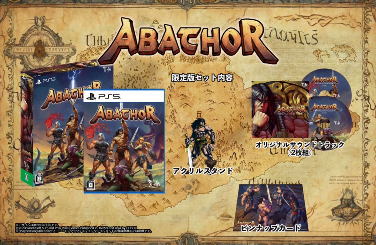JanduSoft's tweet image. Abathor Collector&apos;s Edition for ASIA and Japan by @COSEN_NET includes:

🎮 Physical Game
🎵 Original Soundtrack CD (2-disc set)
🖼️ Acrylic stand
📇 Pin-up card

🛒 cosen-net.com/abathor/