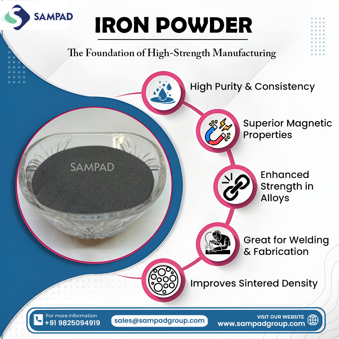 sampadgroup's tweet image. Strength, purity, and performance — that’s what defines premium Iron Powder by Sampad Group! ⚙️ 💪🏭

📞 Contact Us: +91 9825094919
🌐 Visit: sampadgroup.com

#IronPowder #SampadGroup #IronPowderManufacturers #MetalPowder #AlloyManufacturing #MagneticMaterials