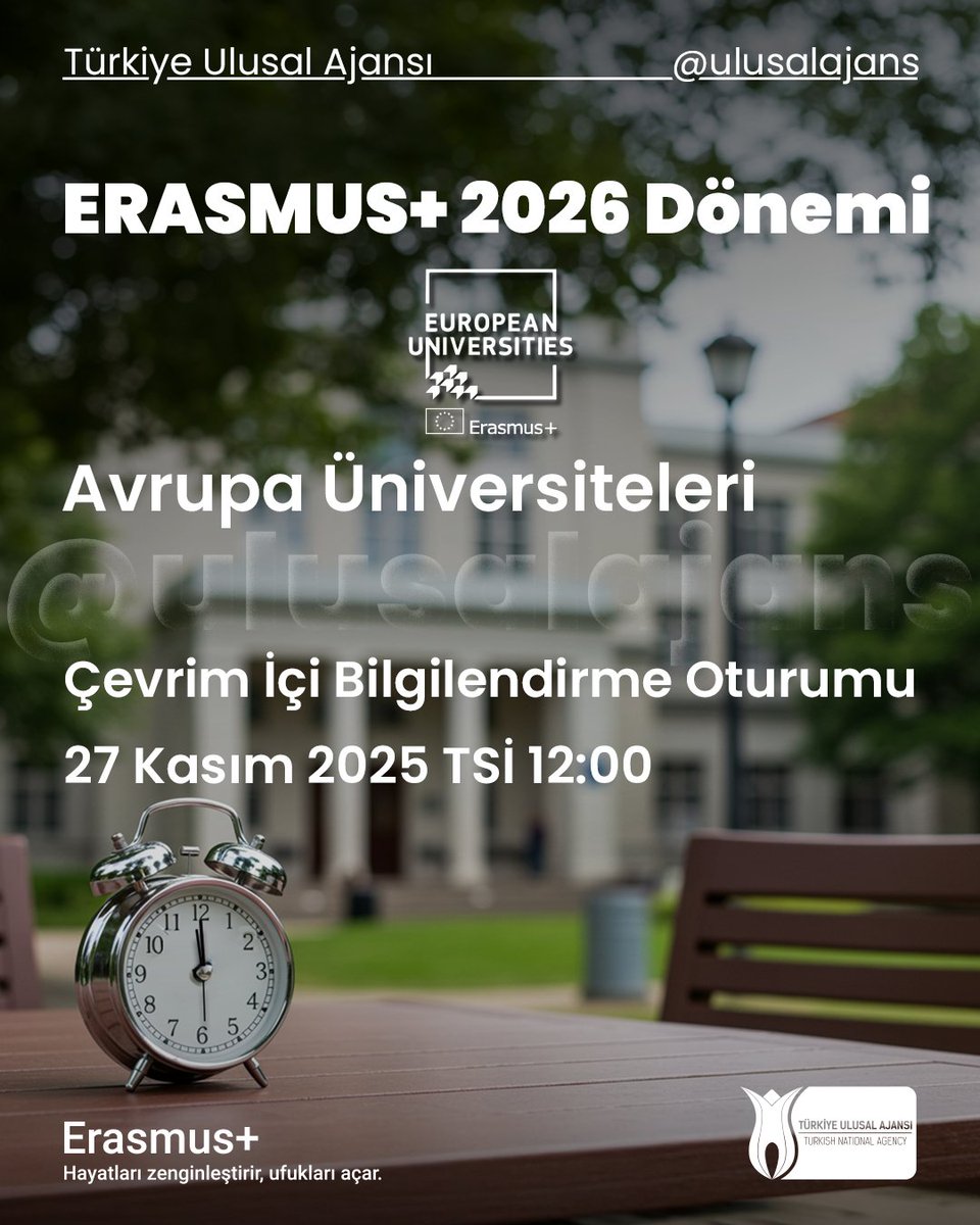 📌Erasmus+ Programında merkezi olarak başvuruları alınacak olan Avrupa Üniversiteleri (European Universities, EUR-UNIV) 2026 çağrısına ilişkin çevrim içi bilgi toplantısına davetlisiniz.
Avrupa Üniversiteleri’nin temel hedefleri, kurumsallaşmış iş birliğini geliştirmeyi daha