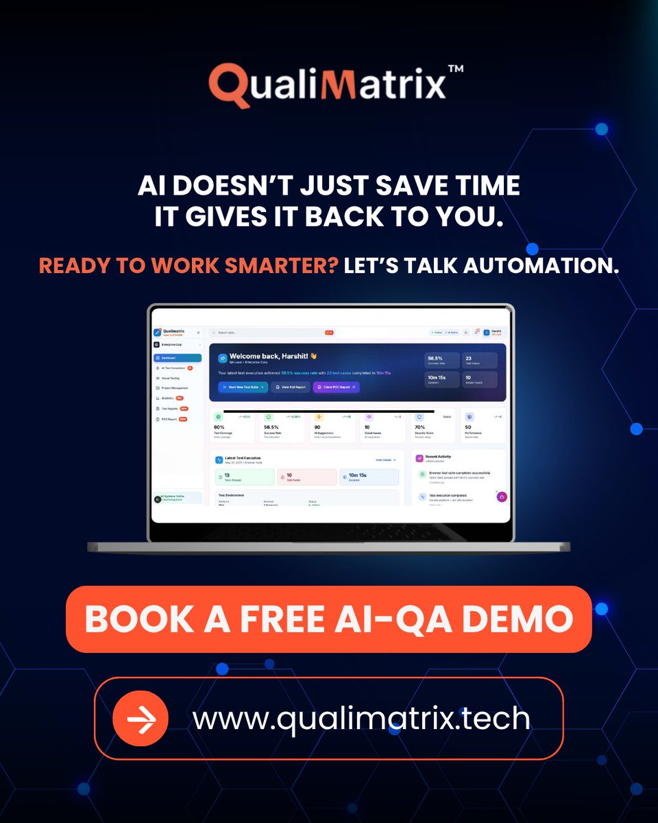 qualimatrix's tweet image. AI automation saves you time where it matters most.

Website :  qualimatrix.tech

#AIAutomation #AIForBusiness #Productivity #FutureOfWork #DigitalTransformation #AutomationTools #WorkSmarter #BusinessEfficiency #TechInnovation #TimeManagement #AIProductivity