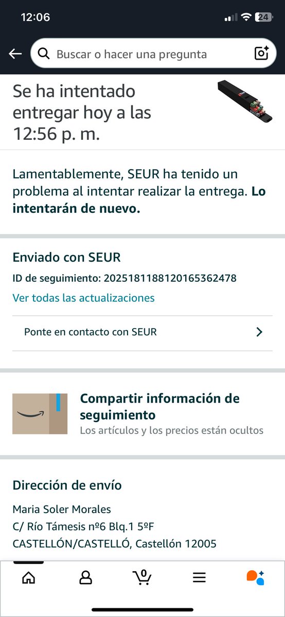 Sois lo puto peor <a href="/SEUR_responde/">@SEUR_responde</a> 

Ya una se cansa de ser educada.

Son las 12'07h ahora mismo y estoy en casa🤬