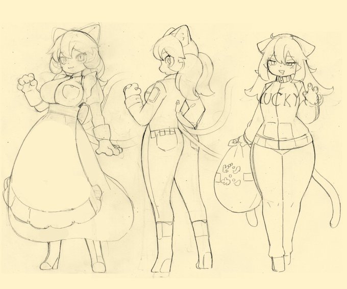 ジャスミンとケイルの立ち絵ラフ色々 