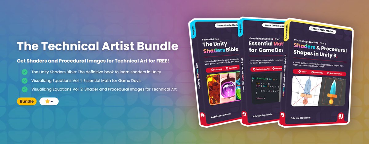 ushadersbible's tweet image. Unity Shaders + Math Visualization + Procedural Shapes explained step by step, from a math basis ✨ jettelly.com/bundles/bundle…

#unity3dgamedevelopment #indiedev #3DCG