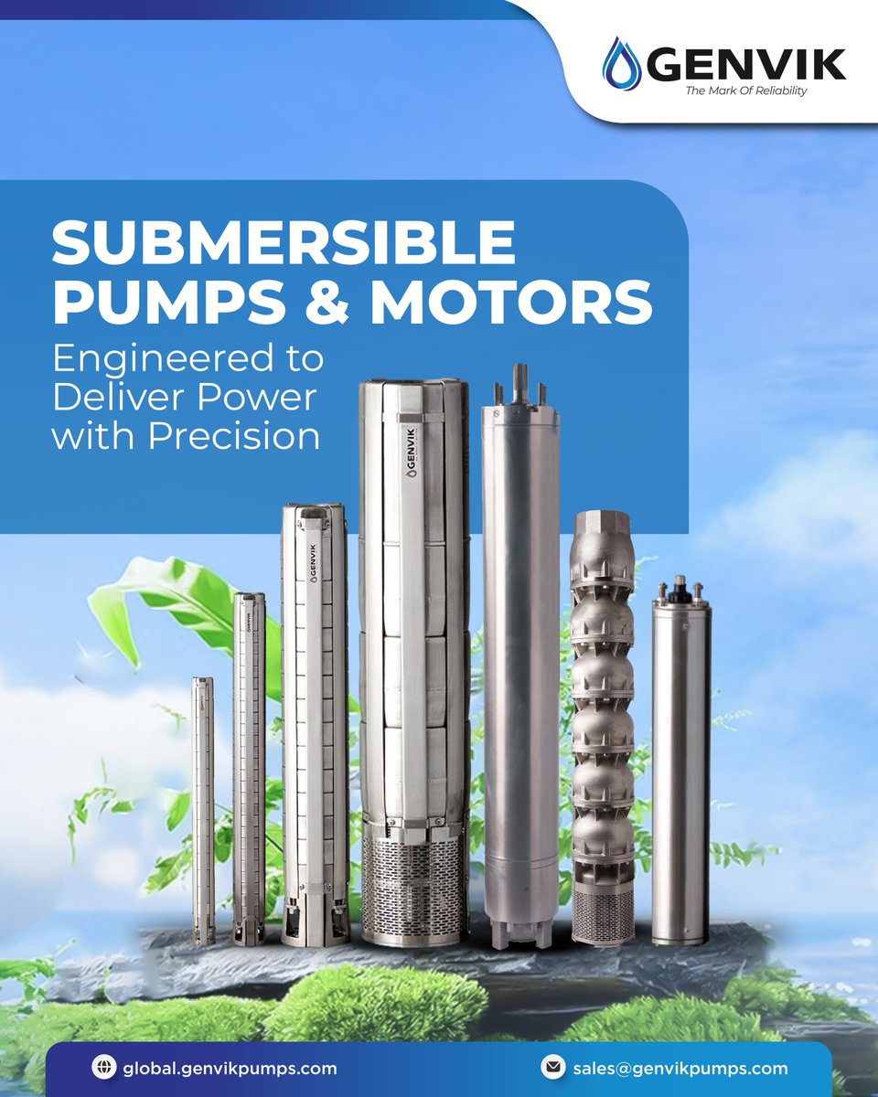 GenvikpumpsX's tweet image. Engineered to perform where it matters most—deep below the surface.

Genvik submersible pumps deliver unmatched power, precision, and durability.

Choose Genvik and experience performance that drives progress.

#GenvikPumps #SubmersiblePumps #PumpingSolutions #IndustrialEquipment