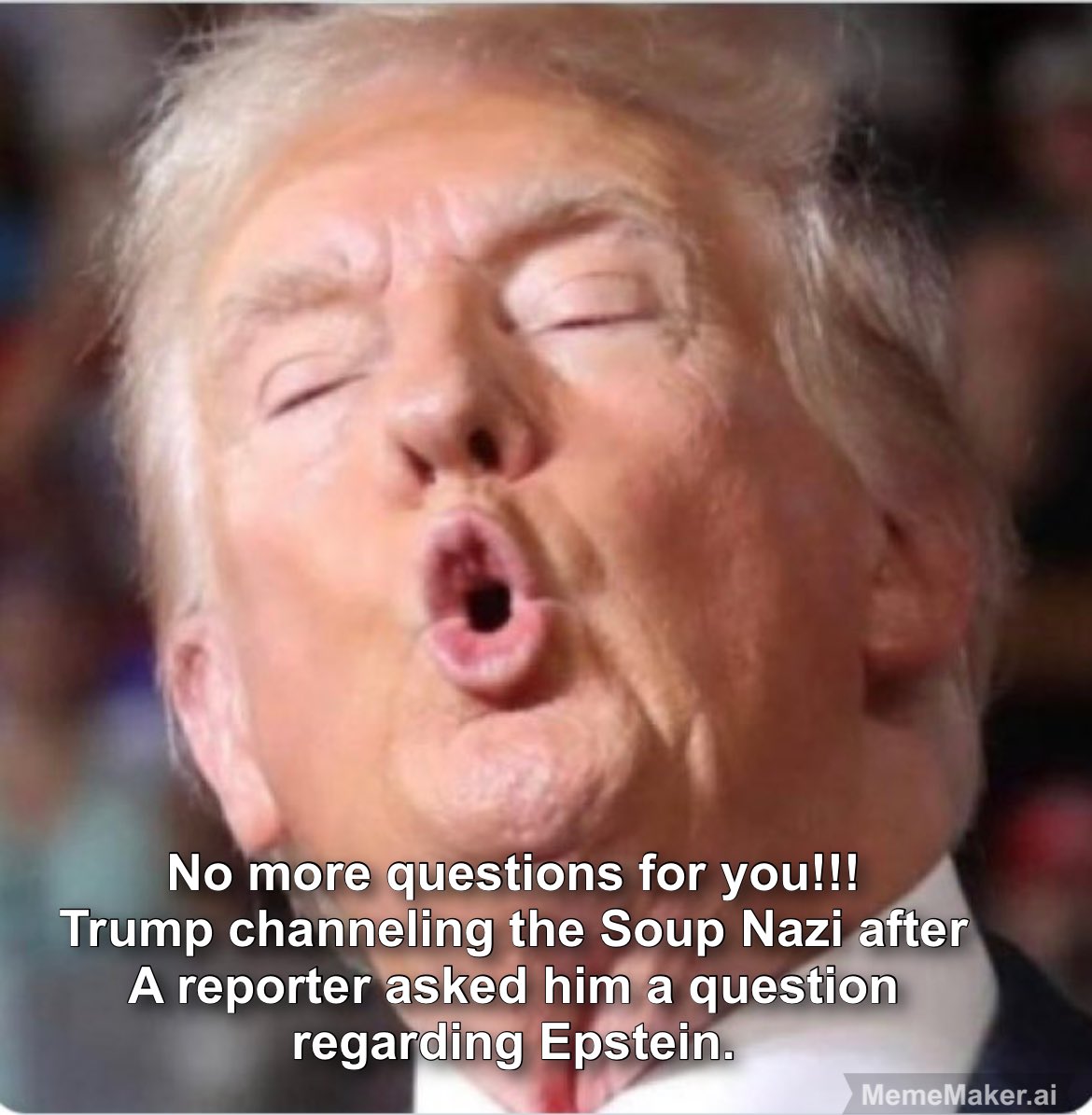 Trump trying to save face after being asked an uncomfortable (for him) question about Epstein.