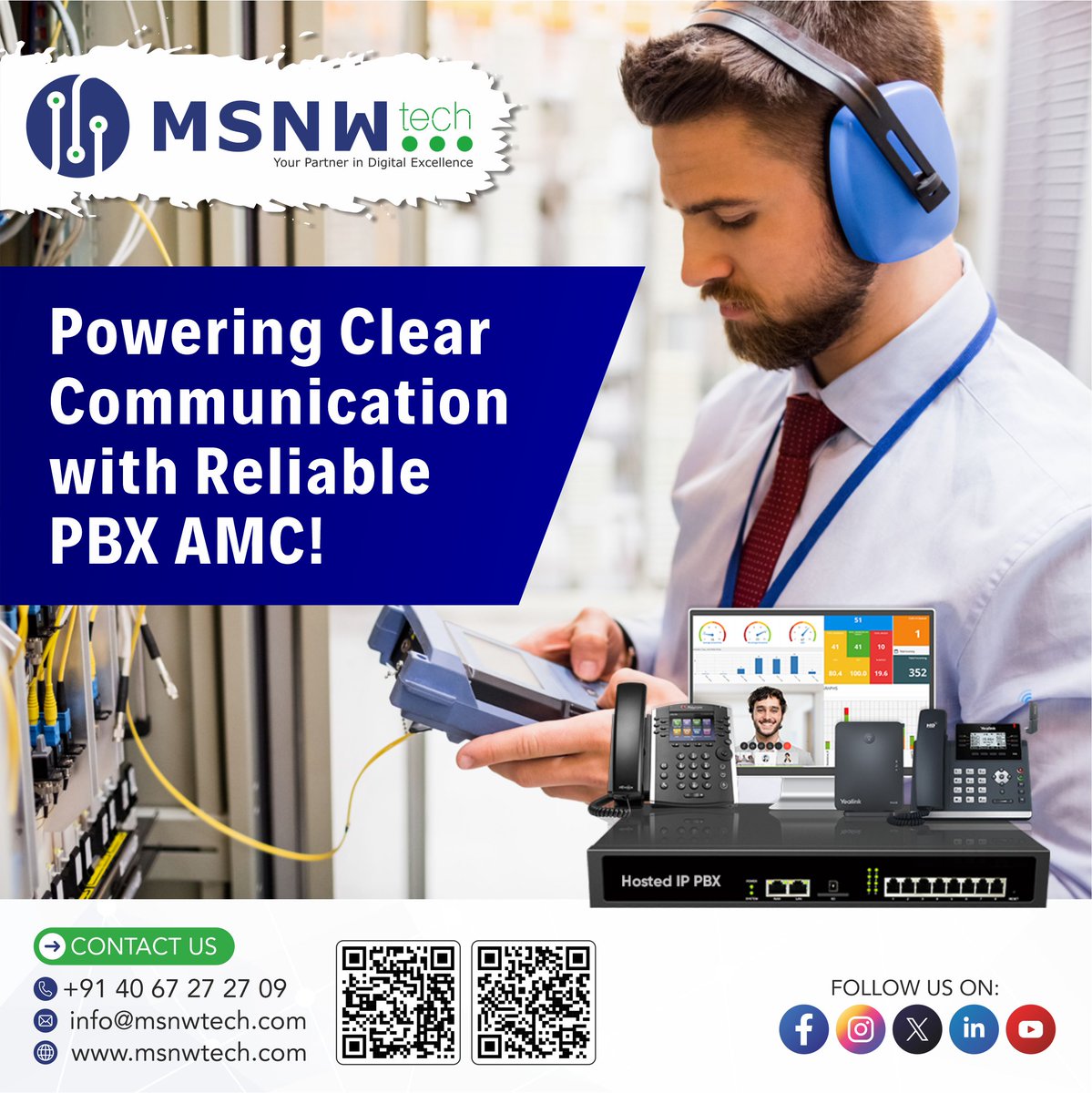 msnwtechpvtltd's tweet image. 📞✨ Powering Clear Communication with Reliable PBX AMC!
📞 Contact Us Today:
📱 +91 40 67 27 27 09
✉️ info@msnwtech.com
🌍 msnwtech.com
#MSNWTech #PBXAMC #SmartCommunication #BusinessConnectivity #SeamlessSolutions #EnterpriseCommunication #StayConnected