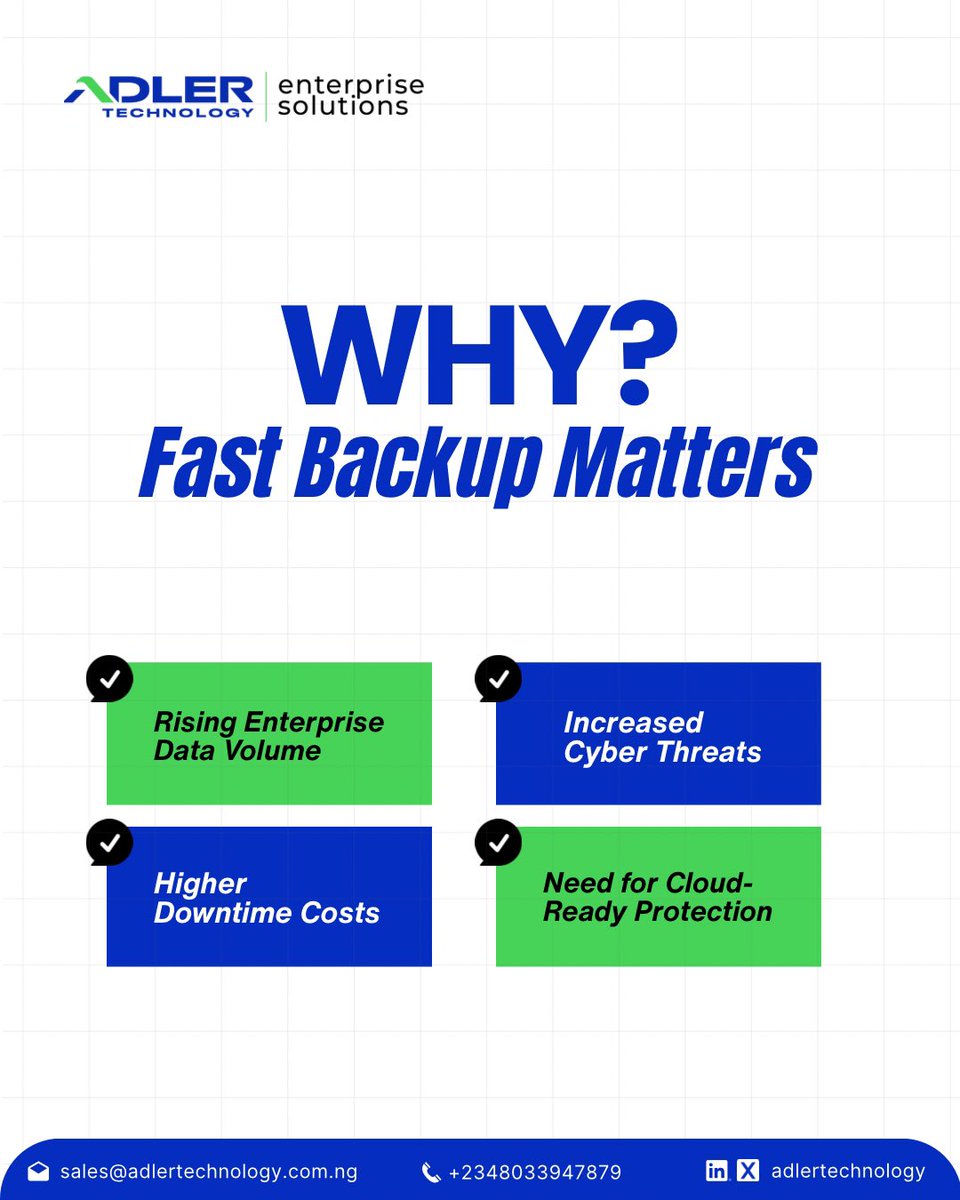 adlertechnology's tweet image. Enterprises today face massive data growth, evolving cyber threats, and the rising cost of downtime.


#adlertechnology #EnterpriseSolutions #BackupSolutions #DellEMC #DataProtection #EnterpriseIT #TechSolutions #SecureYourData