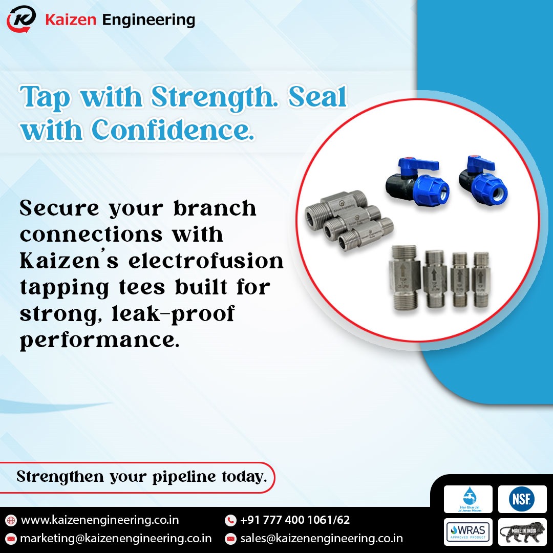 _kaizenengineer's tweet image. Stronger taps. Safer connections.
Kaizen’s Electrofusion Tapping Tees ensure every branch line stays secure, durable, and leak-proof — even under pressure.

#engineeringsolutions #pipenetwork #kaizenengineering #ballvalves #engineeringinnovation #saddle #ppflowcontrolvalve