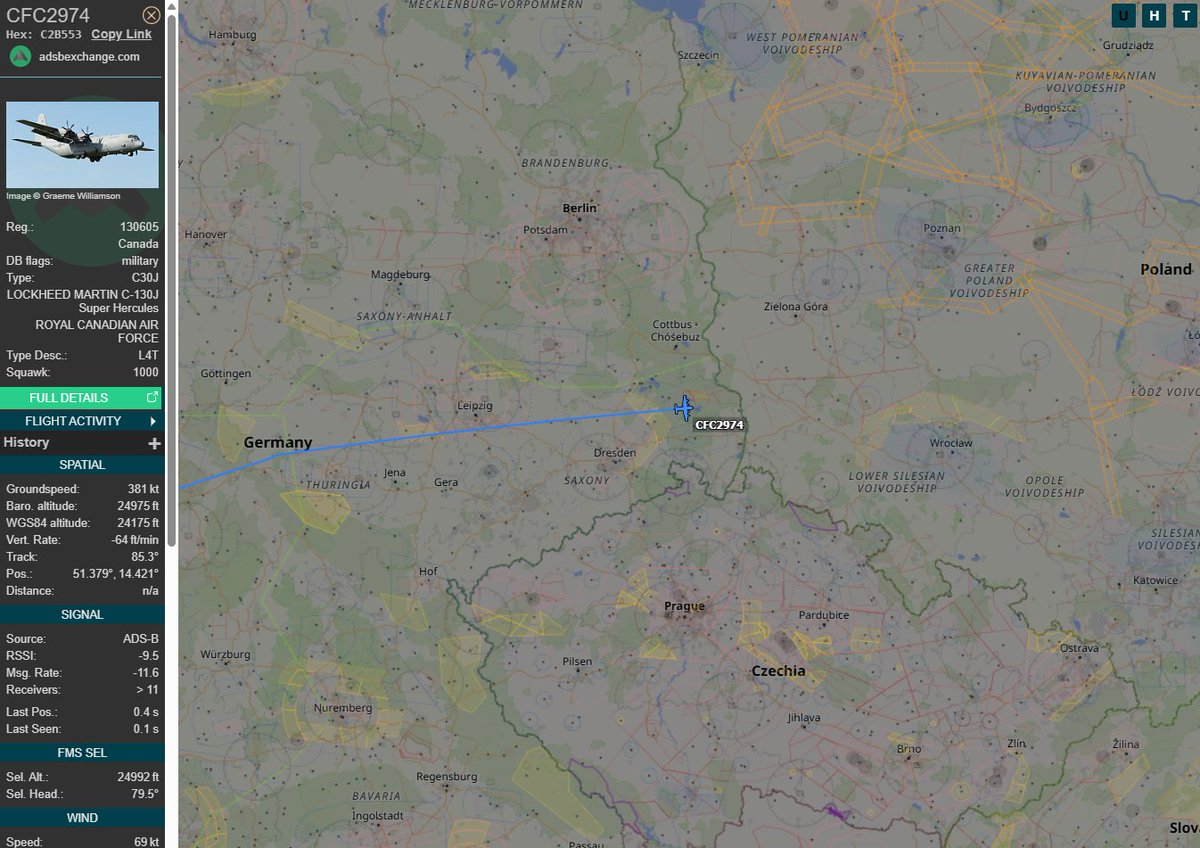 PolishMilRadar's tweet photo. 📅19.11⌚️12:21LT - 🇨🇦✈️ Kanadyjski Hercules do Lublina
Z Bazy Lotniczej Beauvechain #EBBE w Belgii 🇧🇪 do Lublina #EPLB 🇵🇱 leci ✈️ #CFC2974 Lockheed Martin CC-130J Super Hercules "130605" Królewskich Kanadyjskich Sił Powietrznych 🇨🇦.
🔗https://t.co/3oW9Ti4OKT
#POLMILRADAR https://t.co/mrFovBsdvx