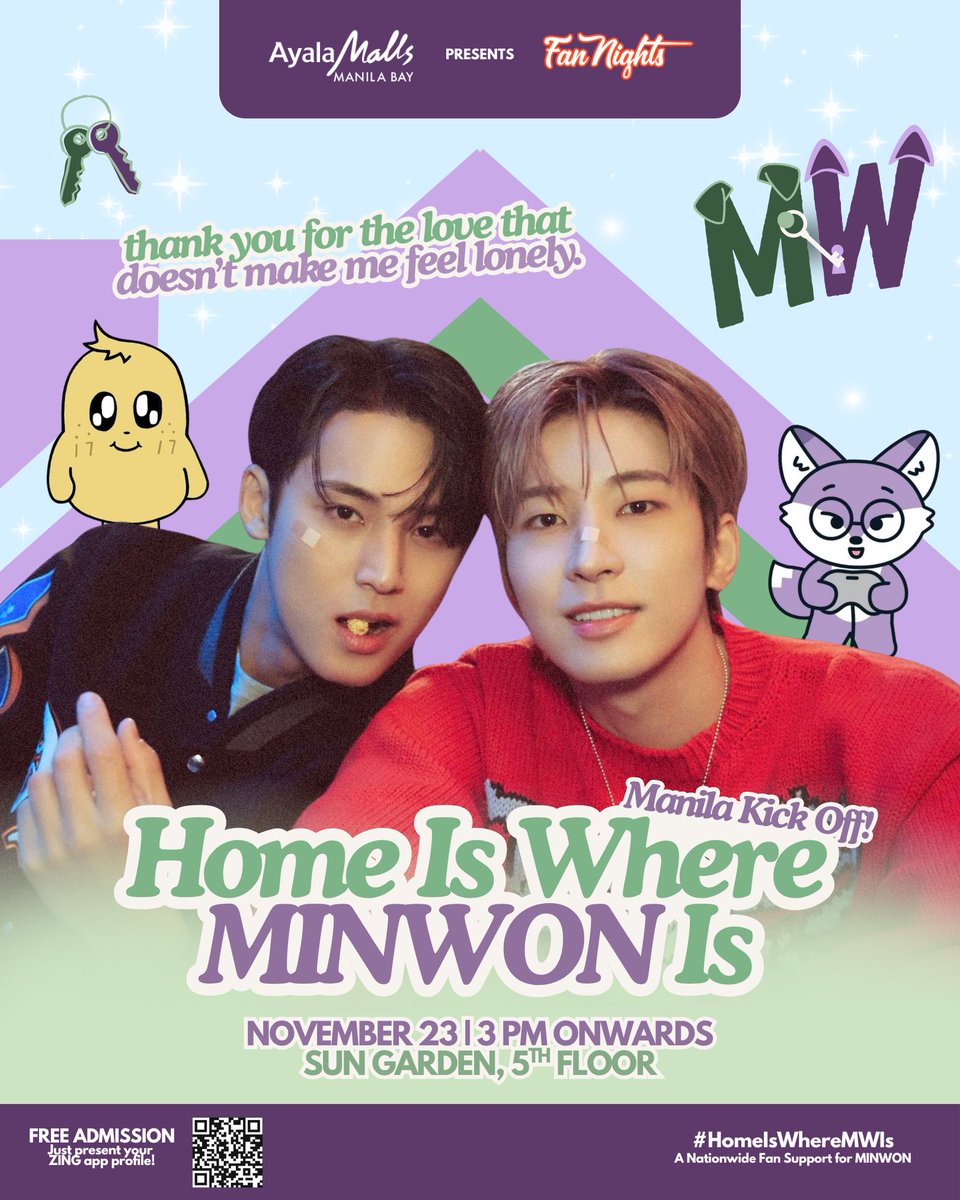 kmgloveclvb's tweet image. Home is where your heart is but every 11.23, all roads going home lead to Mingyu and Wonwoo. #HomeIsWhereMWIs

Join us this November 23, from 3 PM onwards at the Sun Garden, Ayala Malls Manila Bay!

Pre-register here: tinyurl.com/HIWMWIPreRegis

#AtTheBay #FanNightsAtAMManilaBay