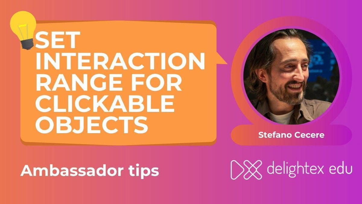 Delightex_Edu's tweet photo. Did you know you can control how close a player needs to be to click or interact with an object? 🎯 Stefano Cecere, shares a quick trick for setting the right interaction range - perfect for polishing gameplay and creating more immersive experiences.
https://t.co/8ZG2uwJaJN https://t.co/Ubf0tJbrIQ