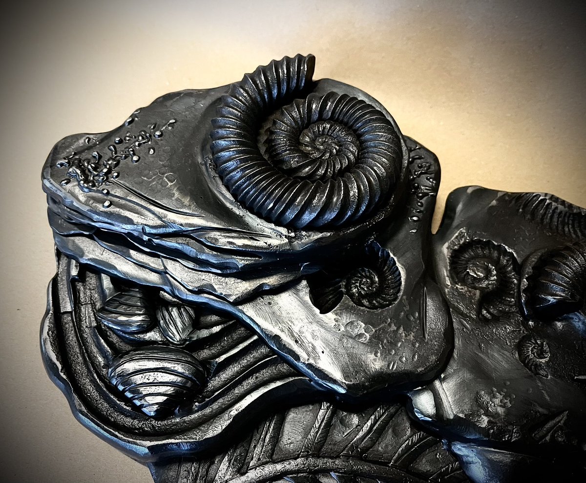 Fossil Bed 

Inspired by the scar, layers of shale revealing geological treasures…

Ammonites, Belemnites, Some Bivalves and a couple have Brittle Starfish Legs…
The customer ordered this as a gift for family, with memories of fossil hunting down Kettleness in his mind.
#whitby