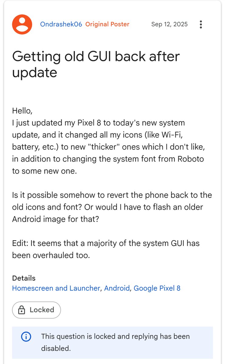 CodiegelMarstin's tweet image. @Google What the actual hell have you done to my phone?!?!

support.google.com/pixelphone/thr…