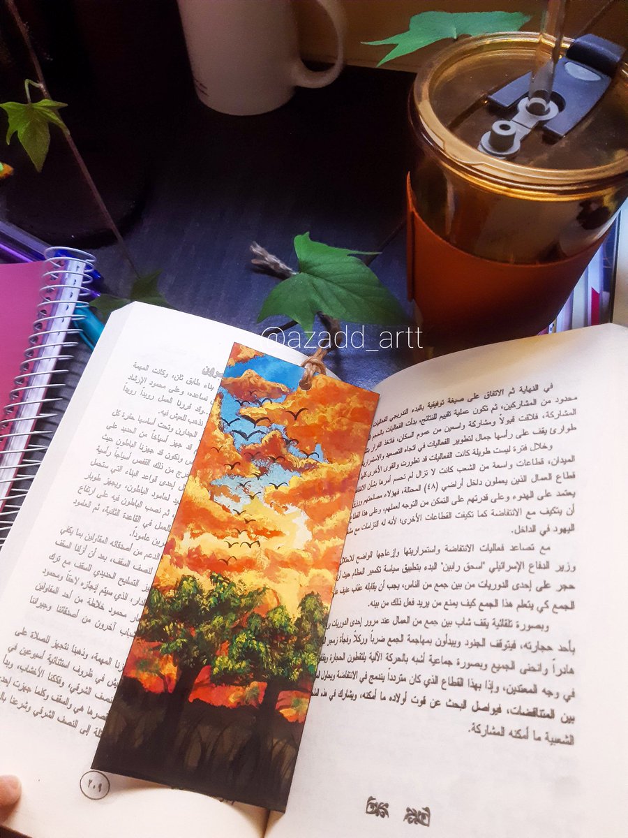 بوك مارك، بالألوان المائيه🧡✨