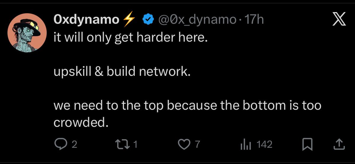0x_dynamo's tweet image. it will only get tougher… 

oh this year was bad? wait till next year or next 5 years. 

last thing anyone should do is to cry over things you can’t control. 

&amp;gt; you can’t control projects and their poor execution 

&amp;gt; you can’t control market conditions and manipulations 

focus…