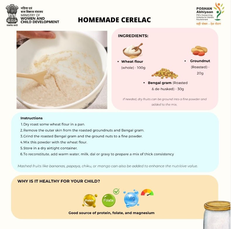Homemade Cerelac — a wholesome source of #protein, folate &amp; #magnesium for your child.

<a href="/PMOIndia/">PMO India</a> <a href="/Annapurna4BJP/">Annpurna Devi</a> <a href="/savitrii4bjp/">Savitri Thakur</a> <a href="/MoHFW_INDIA/">Ministry of Health</a> <a href="/moayush/">Ministry of Ayush</a> <a href="/PIBWCD/">PIB WCD</a>