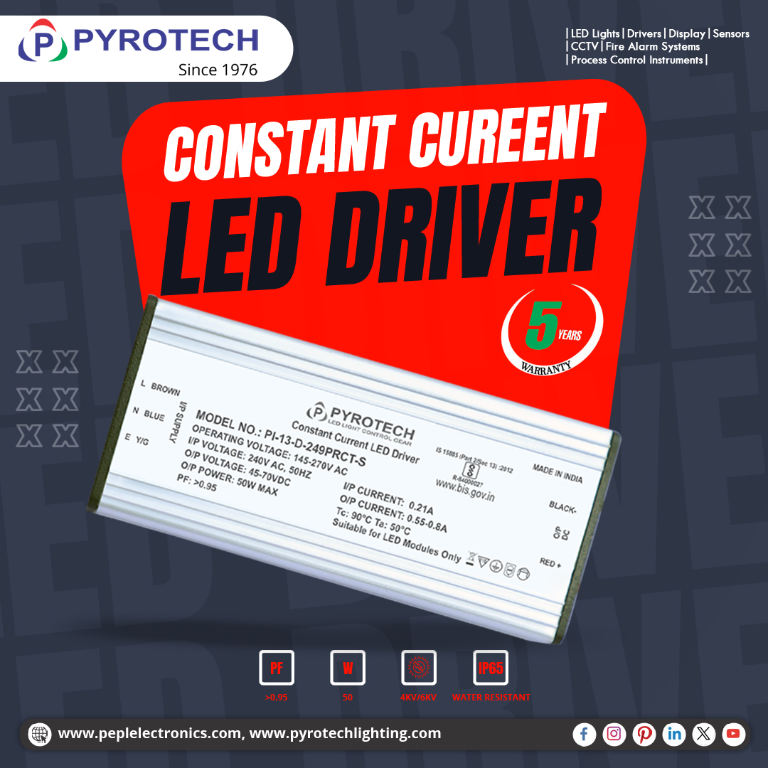 Pyrotechlight's tweet image. Experience reliable lighting performance with Pyrotech constant current LED driver. It provides stable output, strong surge protection and IP65 water resistance for dependable indoor and outdoor use.   

#LEDDriver #ConstantCurrentDriver #Pyrotech #IndustrialLighting #LEDModules