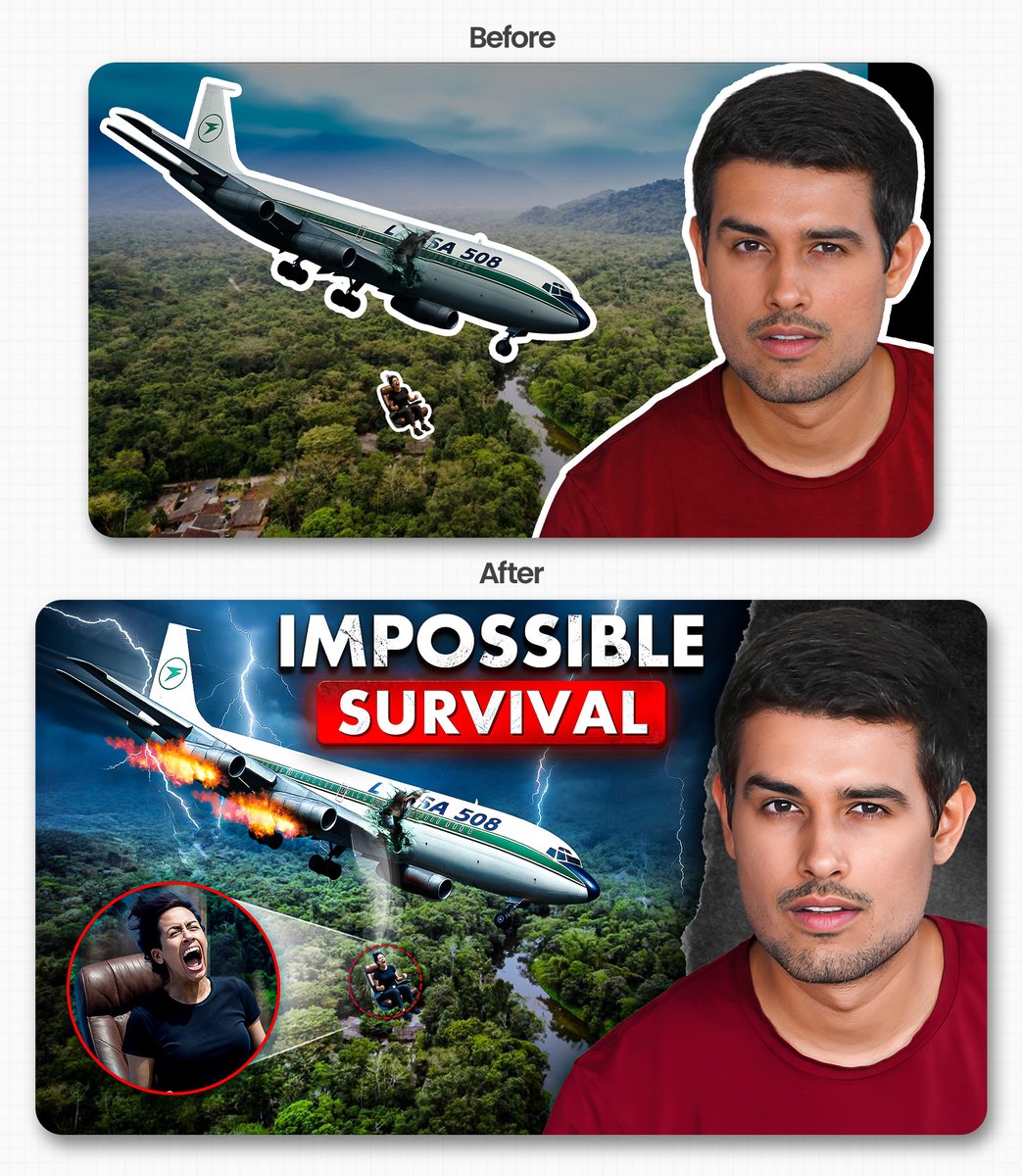 Insanepsd's tweet photo. Ideated and designed this thumbnail for Dhruv Rathee.

Here is the before and after of the design.

Video title - The Girl Who Fell From The Sky! | Flight 508 Miracle | Dhruv Rathee

Drop your feedback in comments.

#thumbnail #dhruvrathee #youtube #thumbnaildesign #design https://t.co/Seacq5Z0CR