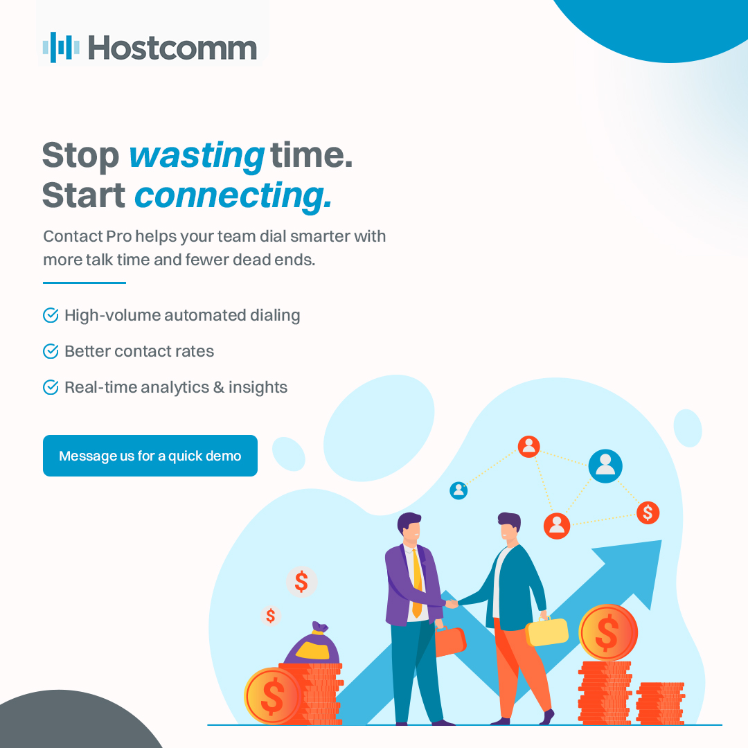 HostcommAI's tweet image. Stop wasting time. Start connecting.

Hostcomm Contact Pro helps your team connect faster and smarter with automated high-volume dialing and real-time insights.

Book a quick demo: calendly.com/lauren-connors…

#SalesTech #ContactCentre #OutboundSales #PredictiveDialer