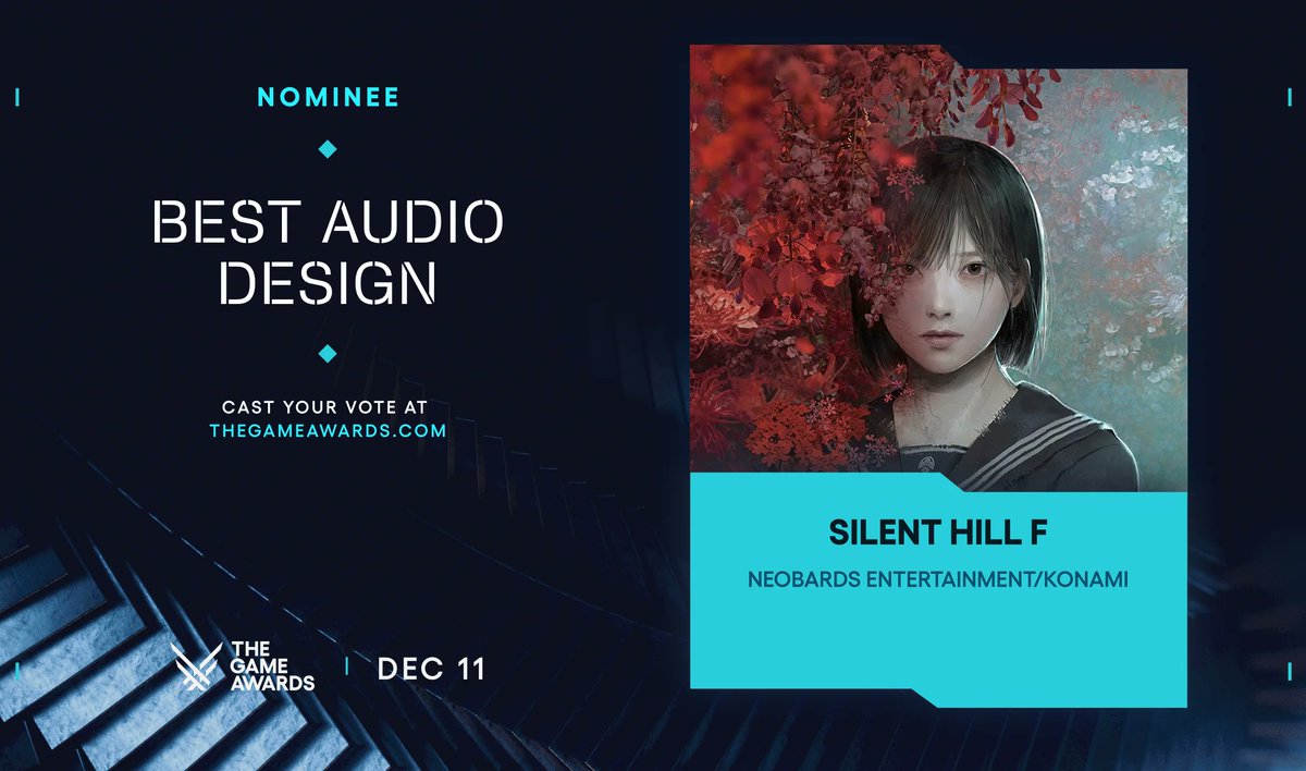 My vote for Best Audio Design

#silenthillf #thegameawards