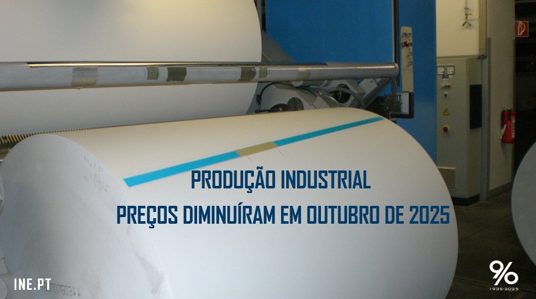 Os preços da produção industrial diminuíram 2,8%, em outubro (-3,7% no mês anterior), refletindo as reduções de preços dos Bens Intermédios (-1,5 p.p.), dos Bens de Consumo (-1,1 p.p.) e da Energia (-0,5 p.p.).
tinyurl.com/2k8wsfhb