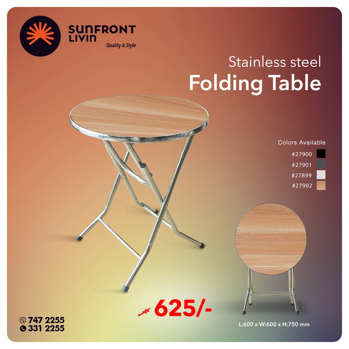 SunFront_MV's tweet image. Fold it, store it, use it anywhere

Visit SUNFRONT LIVIN
Tel: 3312255
Hotline: 7472255

#table #foldable #rectangular #circular #color #study #party #home #quality #affordable #maldives #maldivesshop #sunfrontlivin #qualityandstyle