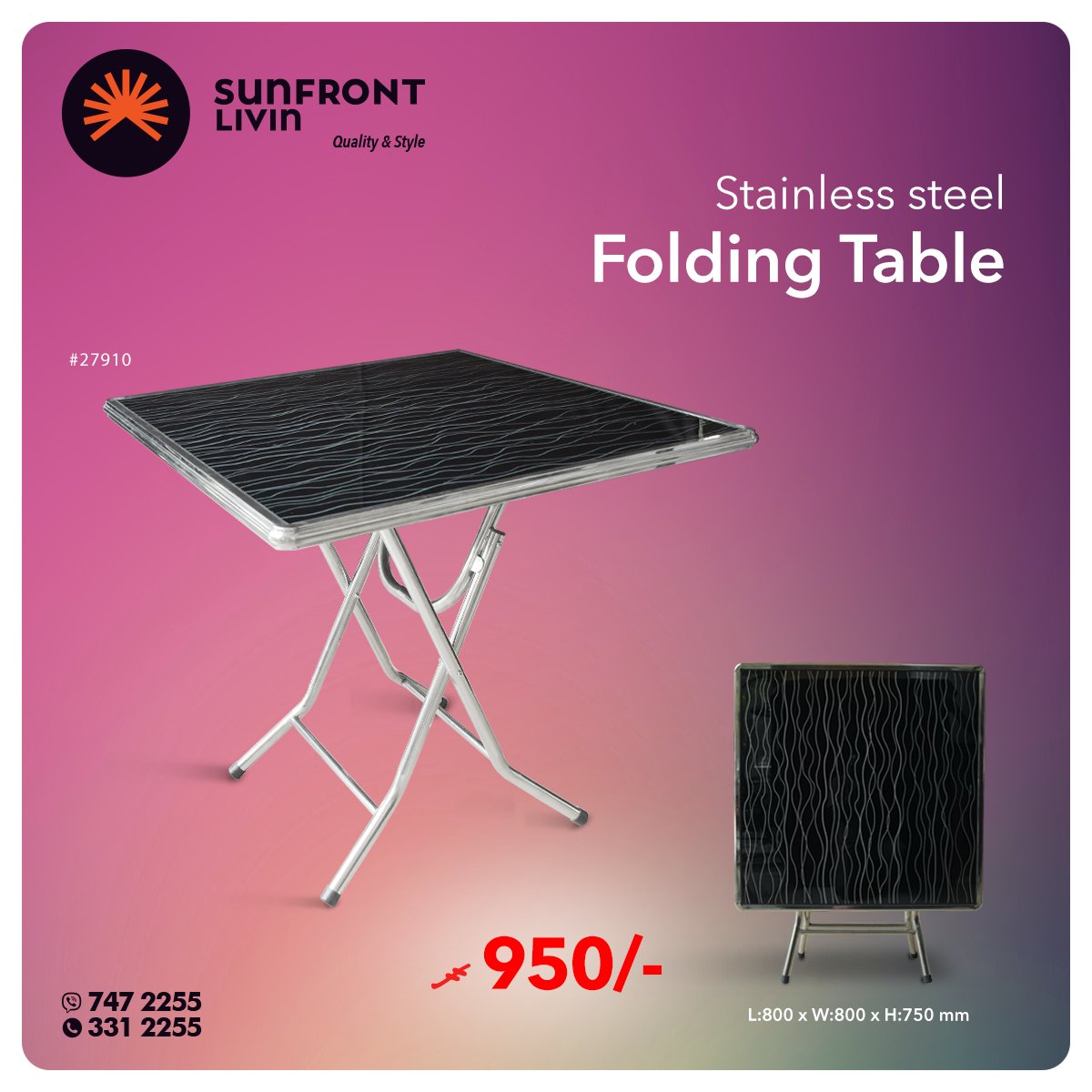 SunFront_MV's tweet image. Fold it, store it, use it anywhere

Visit SUNFRONT LIVIN
Tel: 3312255
Hotline: 7472255

#table #foldable #rectangular #circular #color #study #party #home #quality #affordable #maldives #maldivesshop #sunfrontlivin #qualityandstyle